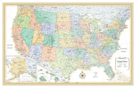 United States Wall Map - Beige