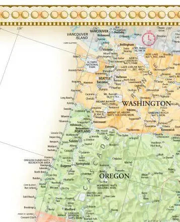 United States Wall Map - Beige