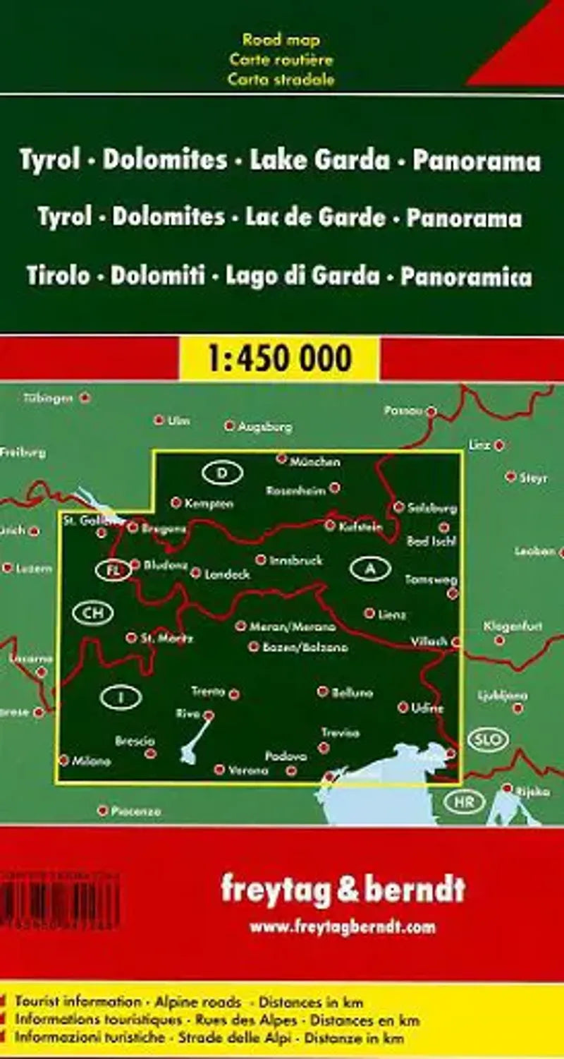 Dolomites, Tirol Travel Map by Freytag & Berndt