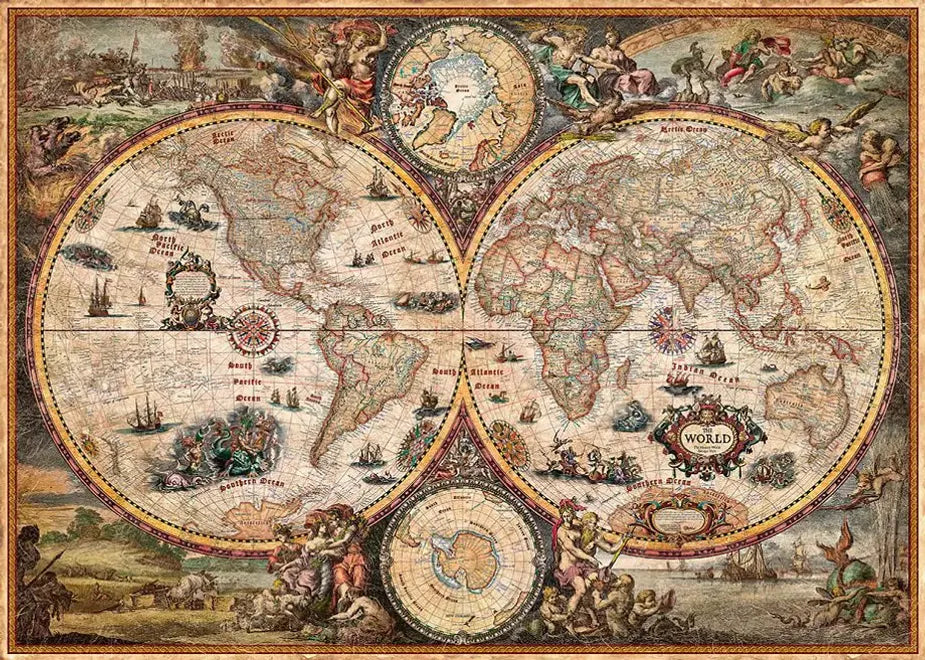 Modern World Hemispheres Map