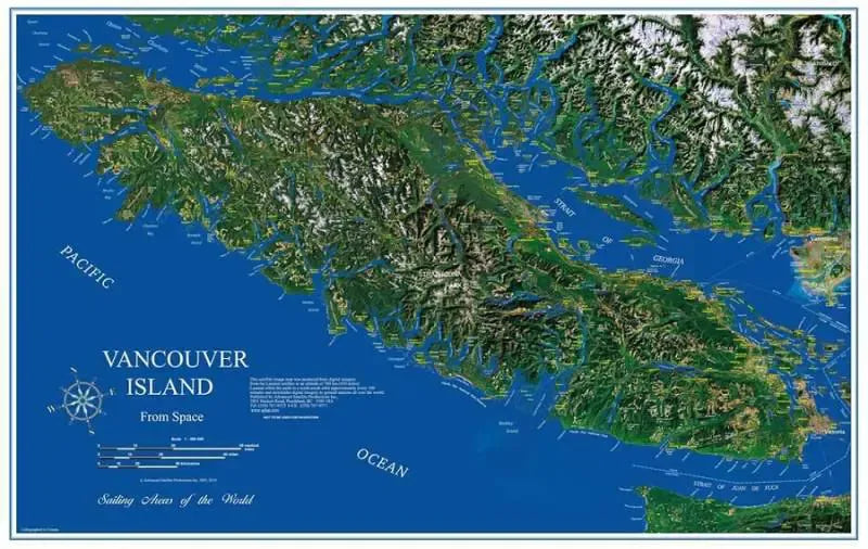 Vancouver Island Satellite Map Poster