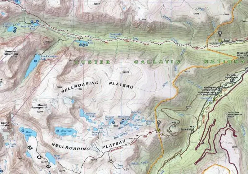 Beartooth Mountains Recreation Map
