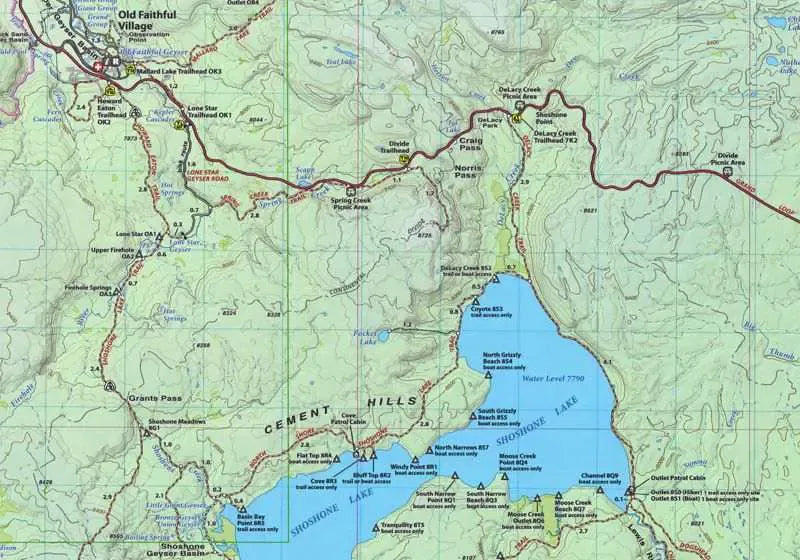Yellowstone South Hiking Map