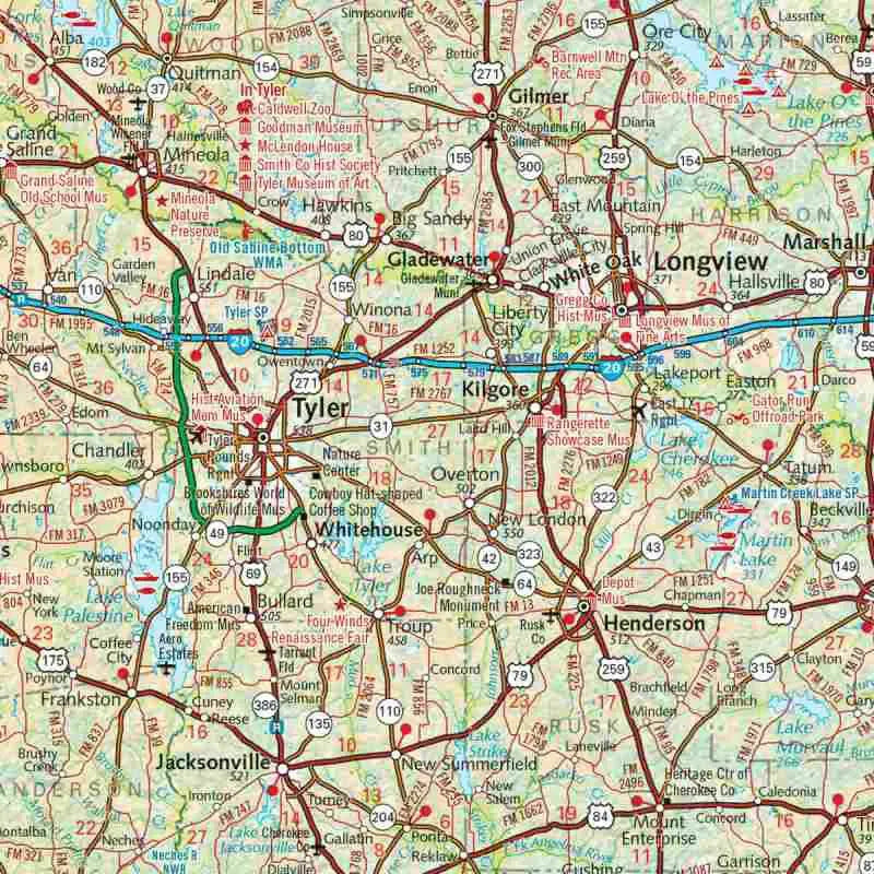 Eastern Texas Recreation Map