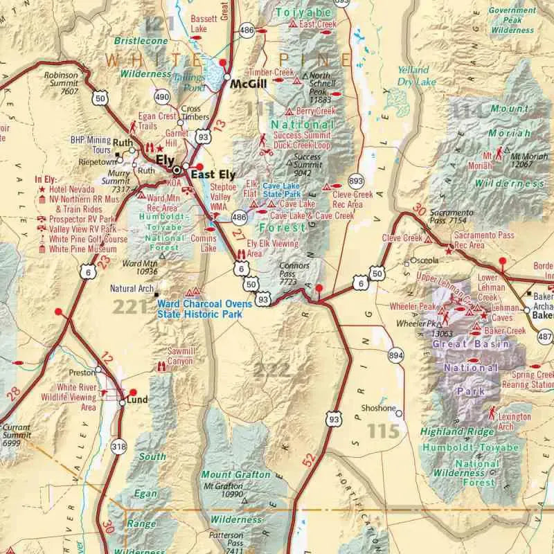Nevada Recreation Map