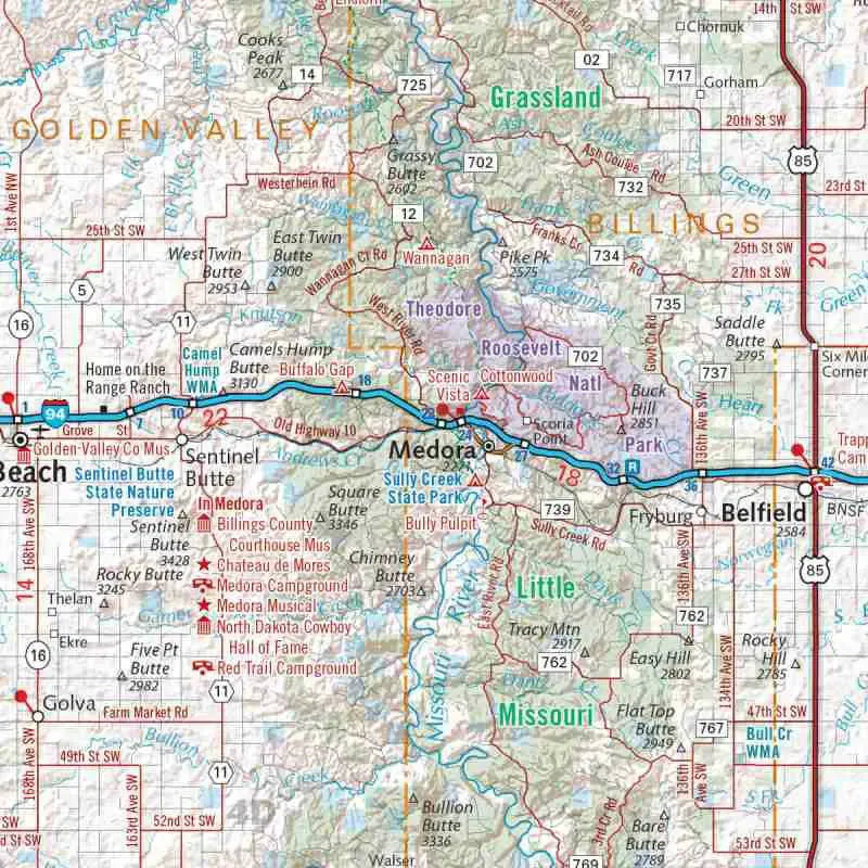 North Dakota Recreation Map