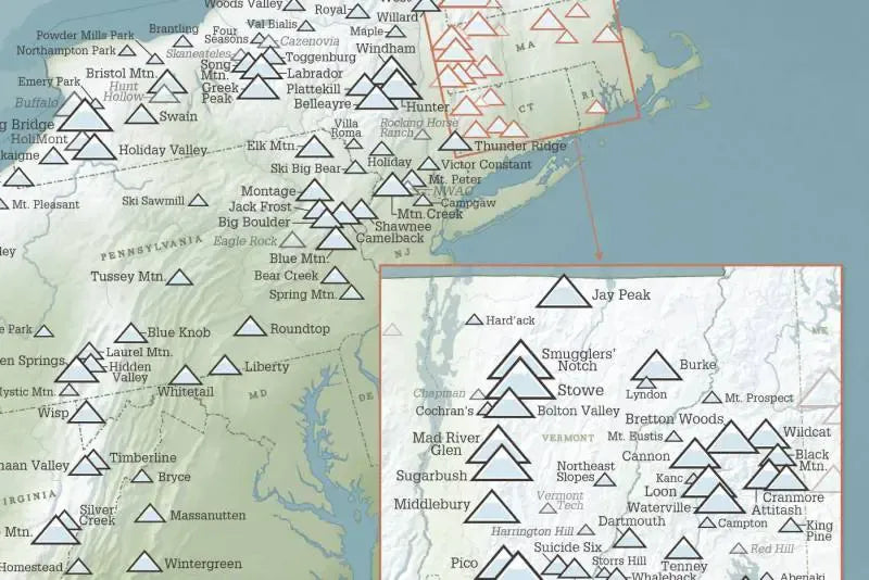 US Ski Resorts & Areas Map