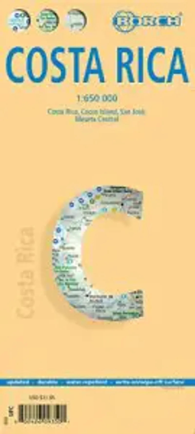 Costa Rica Travel Map by Borch