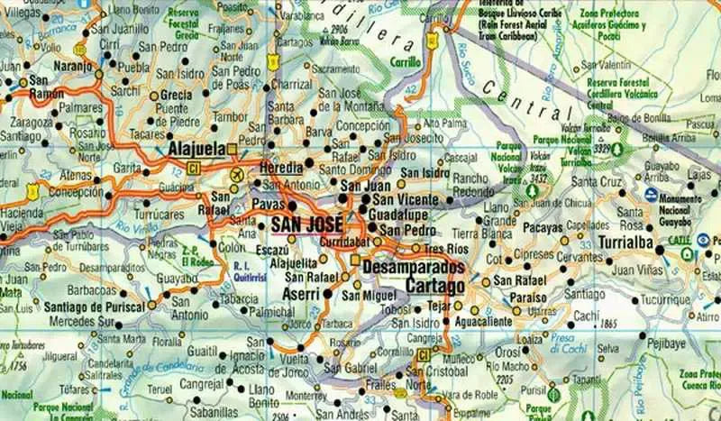 Costa Rica Travel Map by Borch