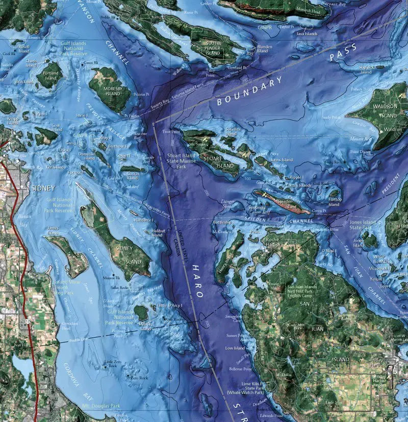 San Juan & Gulf Islands Satellite Map