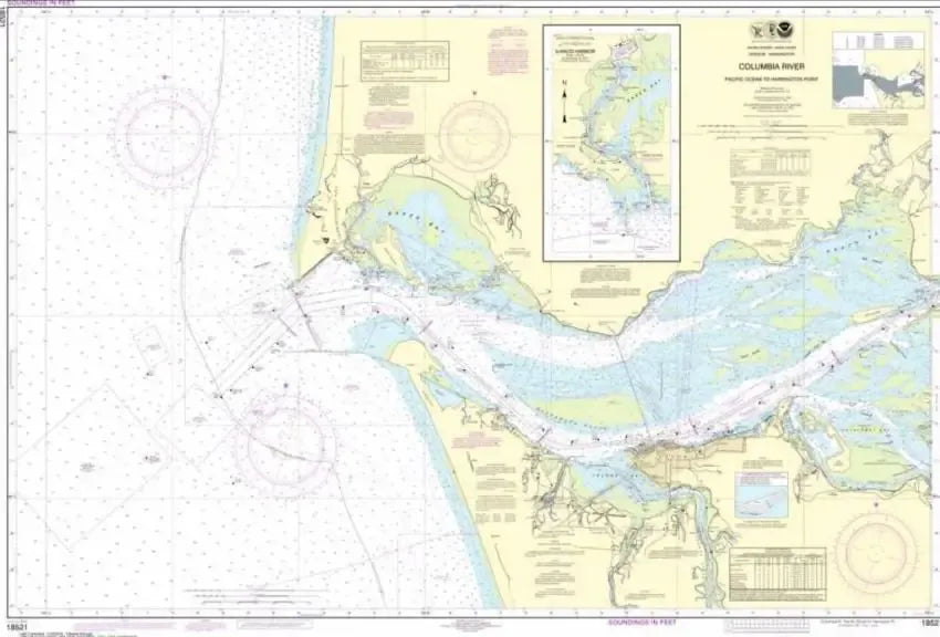 NOAA Chart 18521 - WA Coast - Columbia River to the Pacific Ocean to Harrington Pt