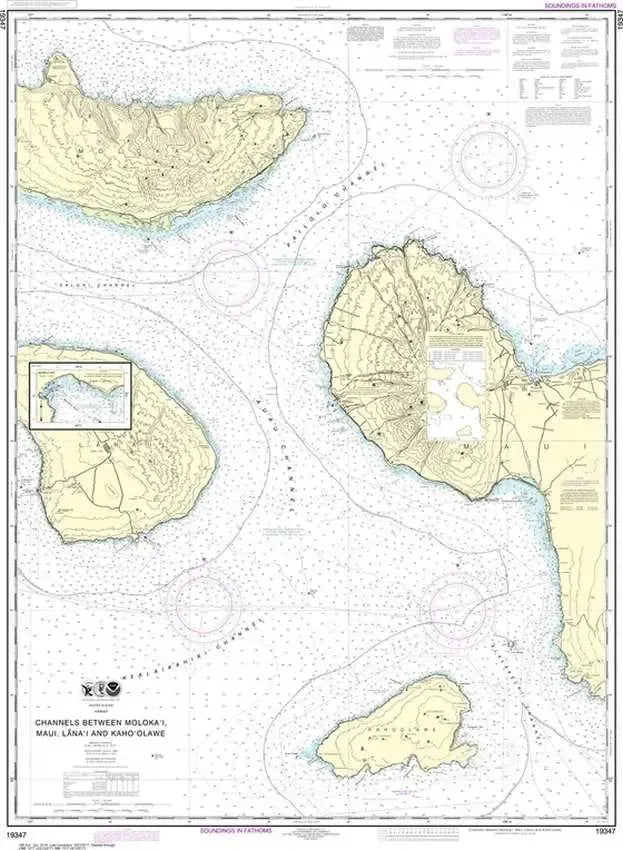 Nautical Chart 19347 - Channels between Moloka'i, Maui, Lana'i