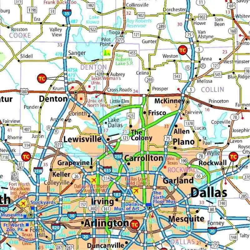 Texas & Oklahoma Regional Map - TX, OK