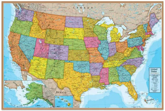 USA Blue Ocean Style Wall Map