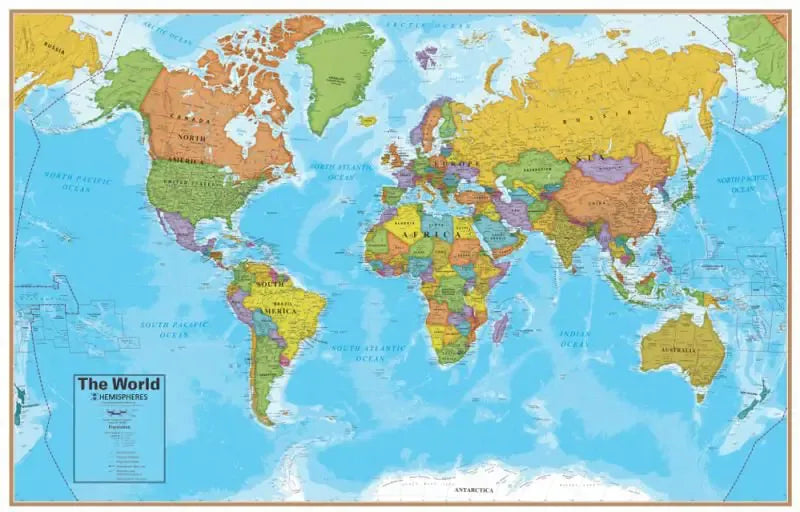 World Blue Ocean Style Wall Map