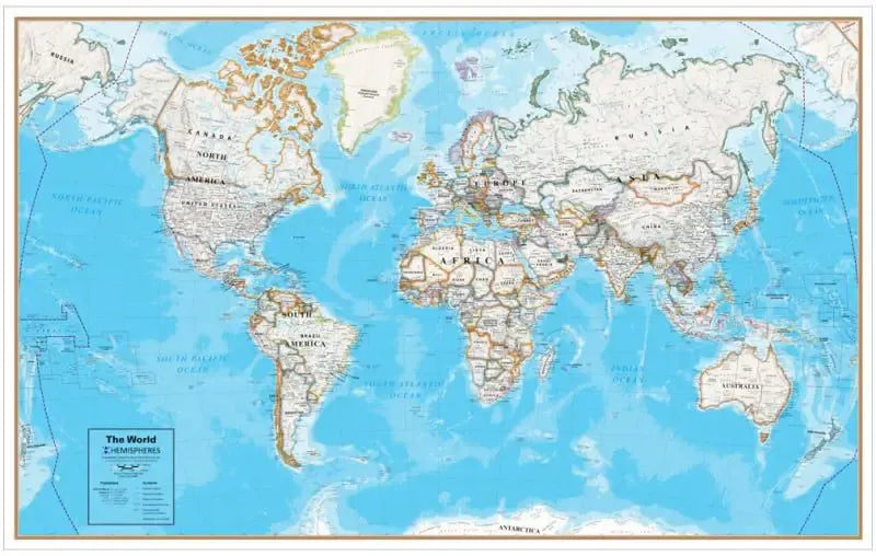 World Contemporary Style Large Wall Map