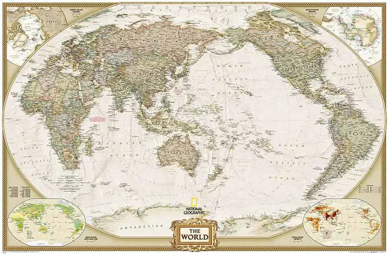 Pacific Centered World Map - Executive Style by National Geographic