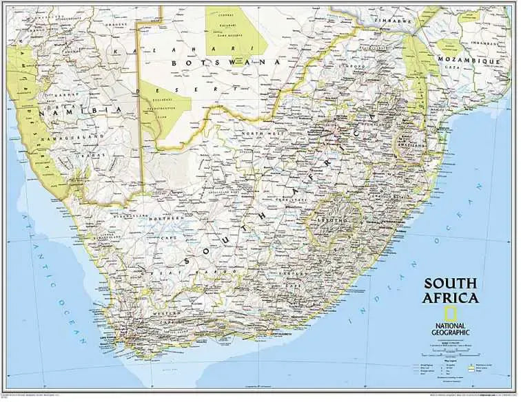 South Africa Wall Map by National Geographic