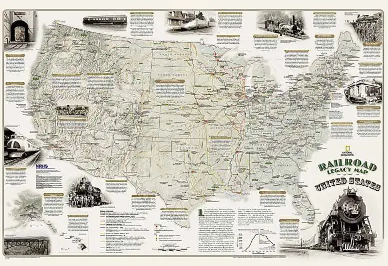 United States Railroad Legacy Map by National Geographic