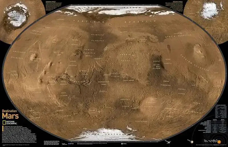 Mars Map Poster by National Geographic