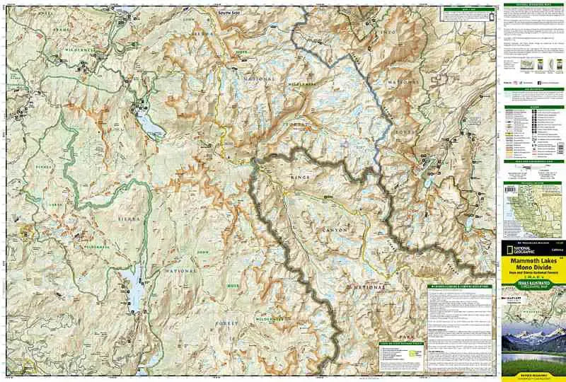 Mammoth Lakes Mono Divide Hiking Map