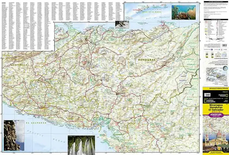 Nicaragua, Honduras & El Salvador Travel Map