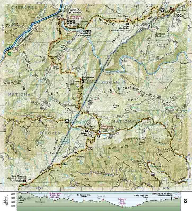 Appalachian Trail Map 1502 Davenport Gap to Damascus
