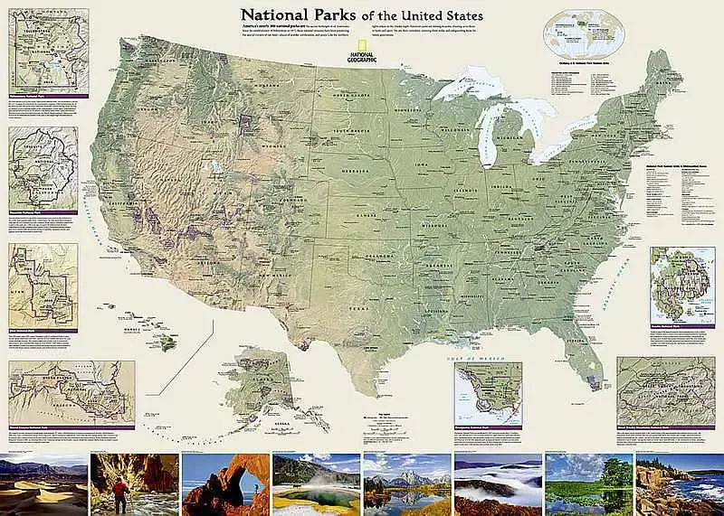 National Parks of the United States Wall Map