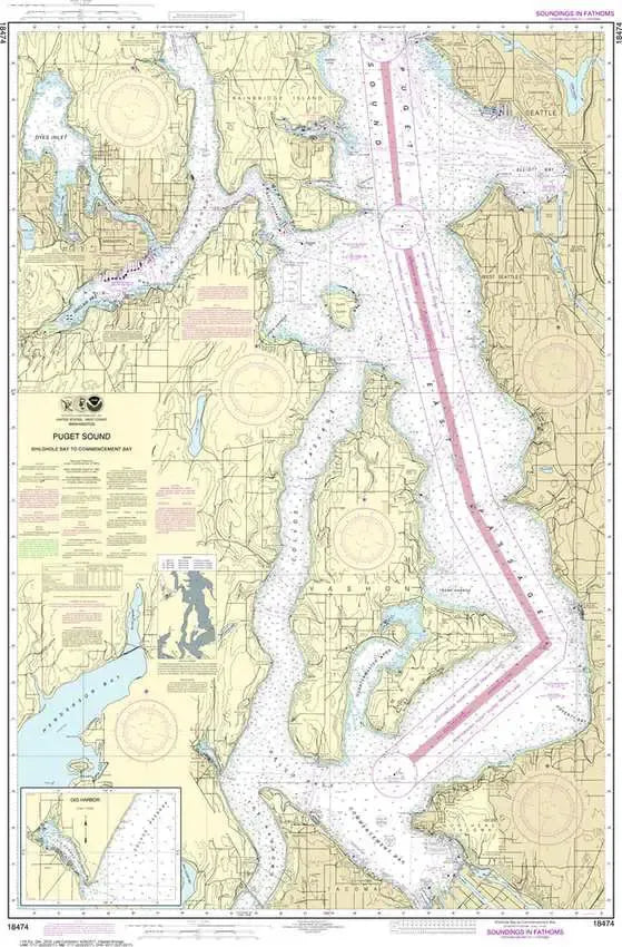 Nautical Chart 18474 - Puget Sound Shilshole Bay to Commencement Bay