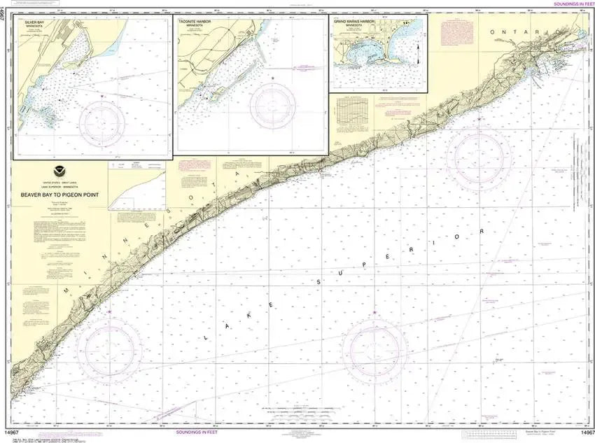 Nautical Chart 14967 (Lake Superior) Beaver Bay to Pigeon Pt