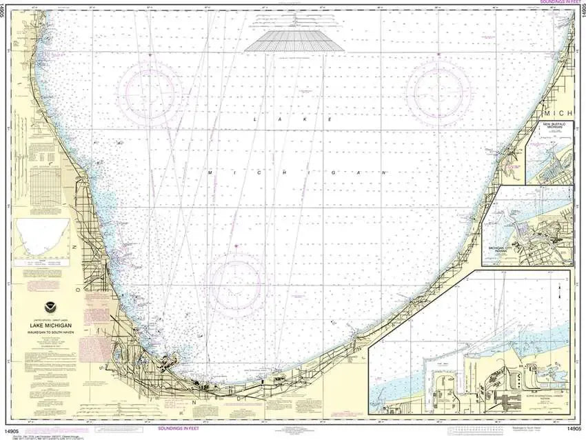 Nautical Chart 14905 (Lake Michigan) Waukegan to South Haven