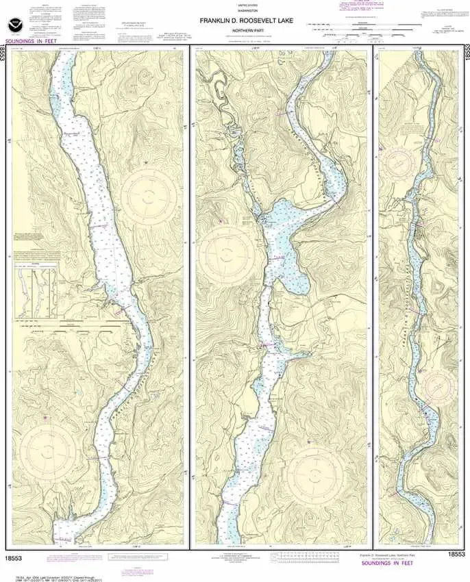 NOAA Chart 18553 - Franklin D. Roosevelt Lake, North