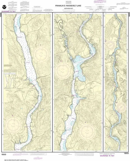NOAA Chart 18553 - Franklin D. Roosevelt Lake, North