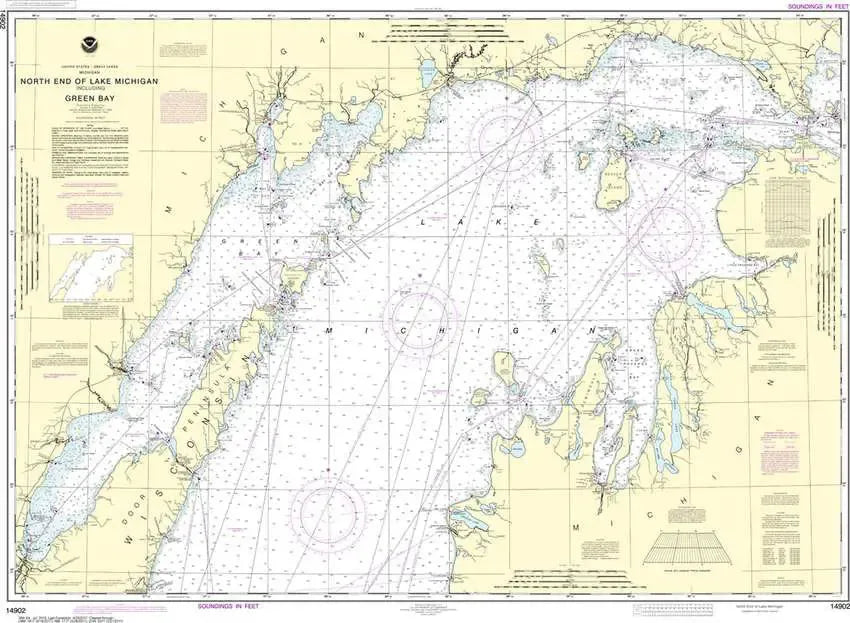 Nautical Chart 14902 (Lake Michigan) North with Green Bay