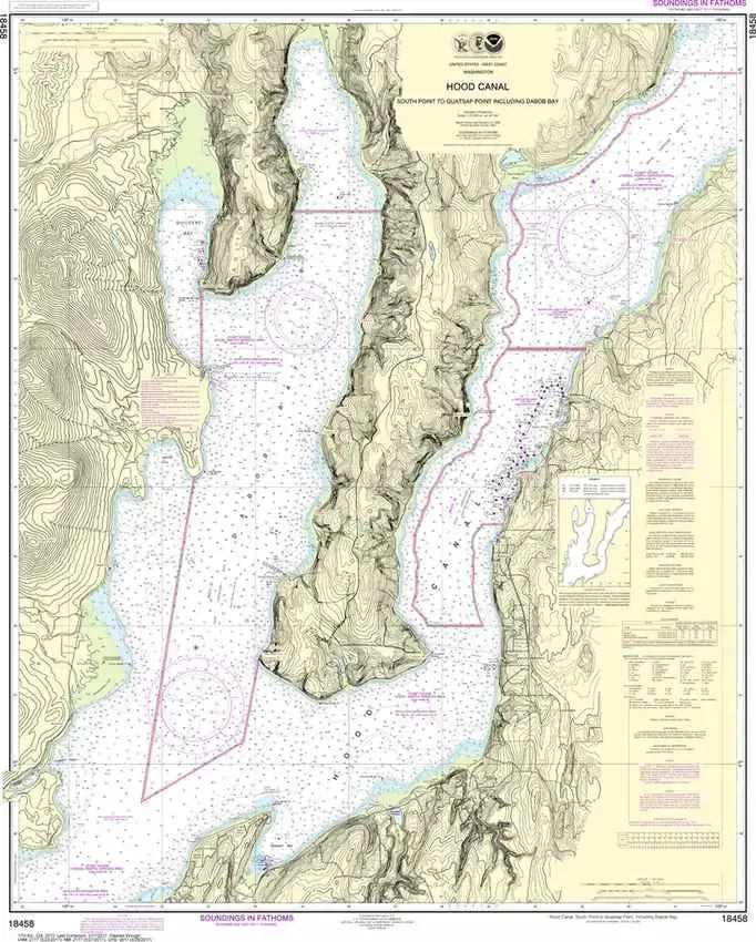 NOAA Chart 18458 - Hood Canal South Point to Quatsap