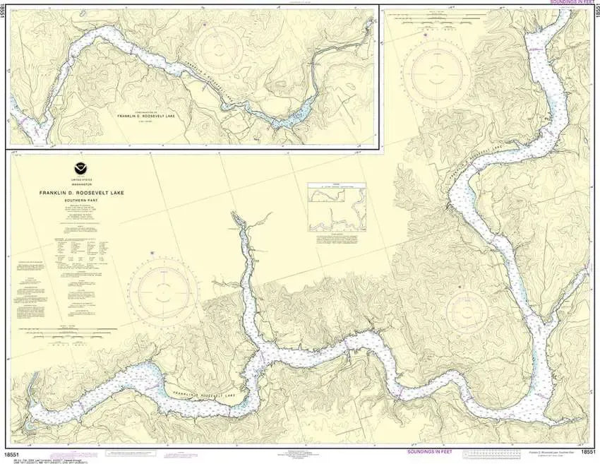 NOAA Chart 18551 - Franklin D. Roosevelt Lake South