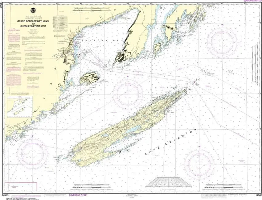 Nautical Chart 14968 (Lake Superior) Grand Portage Bay to Shesbeeb Pt.