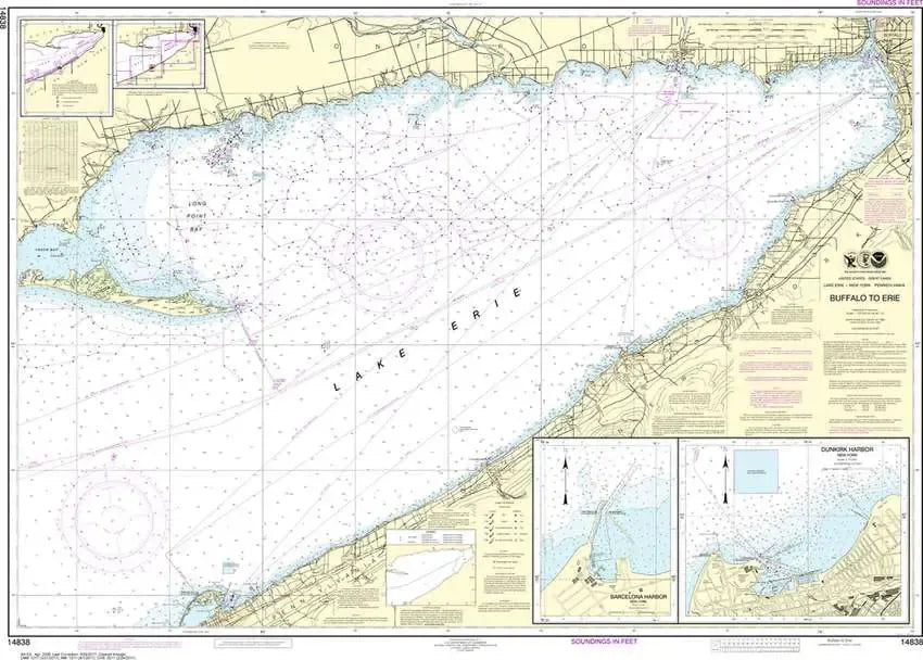 Nautical Chart 14838 (Lake Erie) Buffalo to Erie