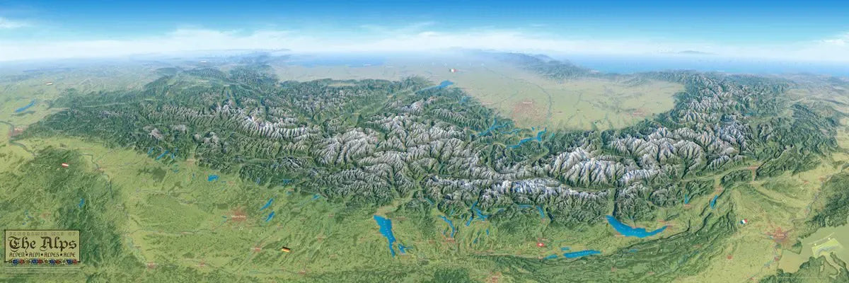 Alps Panorama Wall Map by Eric Knight