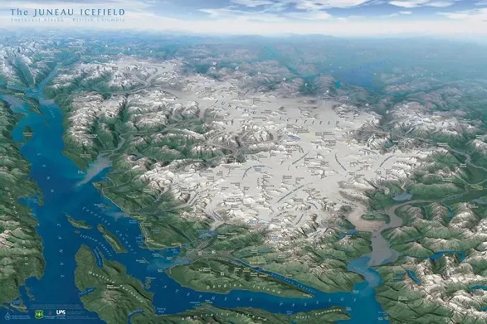 Juneau Icefield Panorama Map by Eric Knight