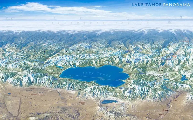 Lake Tahoe Panorama Map by Eric Knight
