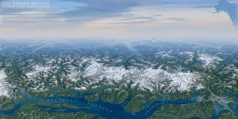 Stikine Icefield Panorama Map by Eric Knight