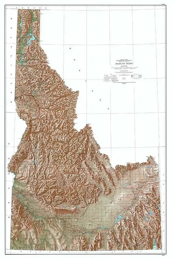 Idaho Shaded Relief Wall Map