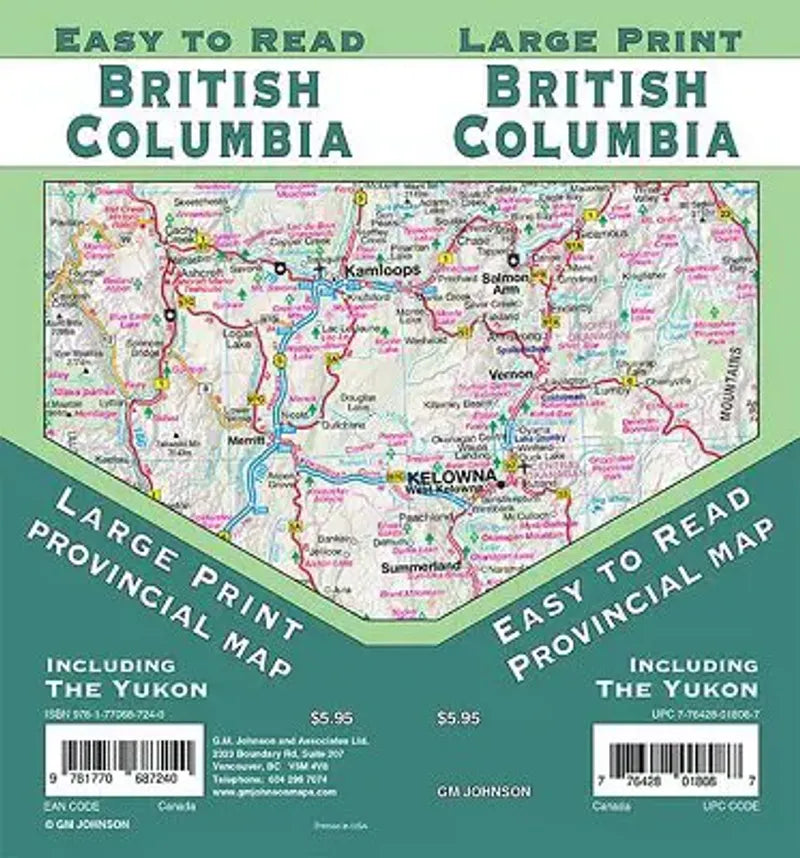 British Columbia Large Print Road Map