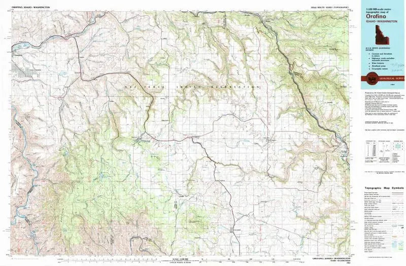 Orofino USGS 1:100K Topo Map