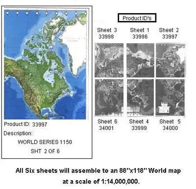 Physical World Mural Map 6 Piece