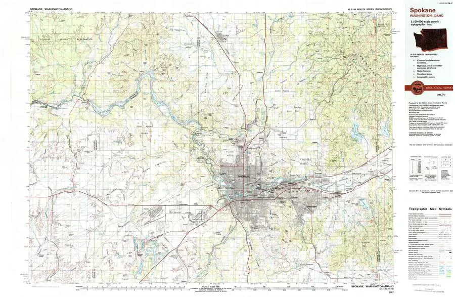 Spokane USGS 1:100K Topo Map