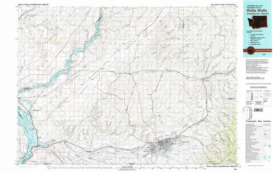 Walla Walla USGS 1:100K Topo Map
