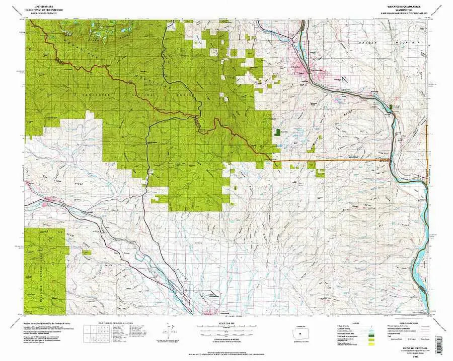 Wenatchee USGS 1:100K Topo Map