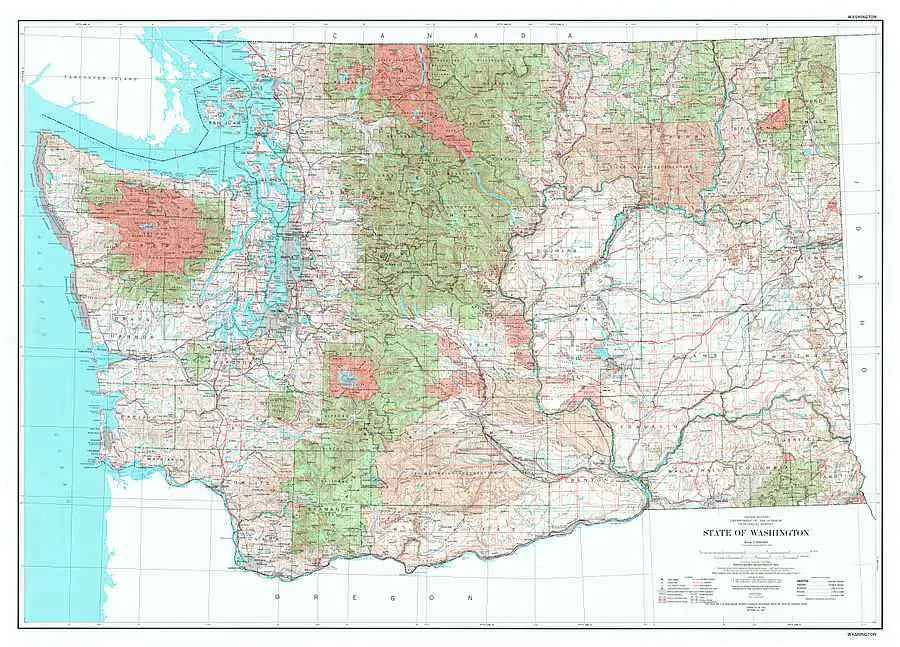 Washington Topographic Wall Map